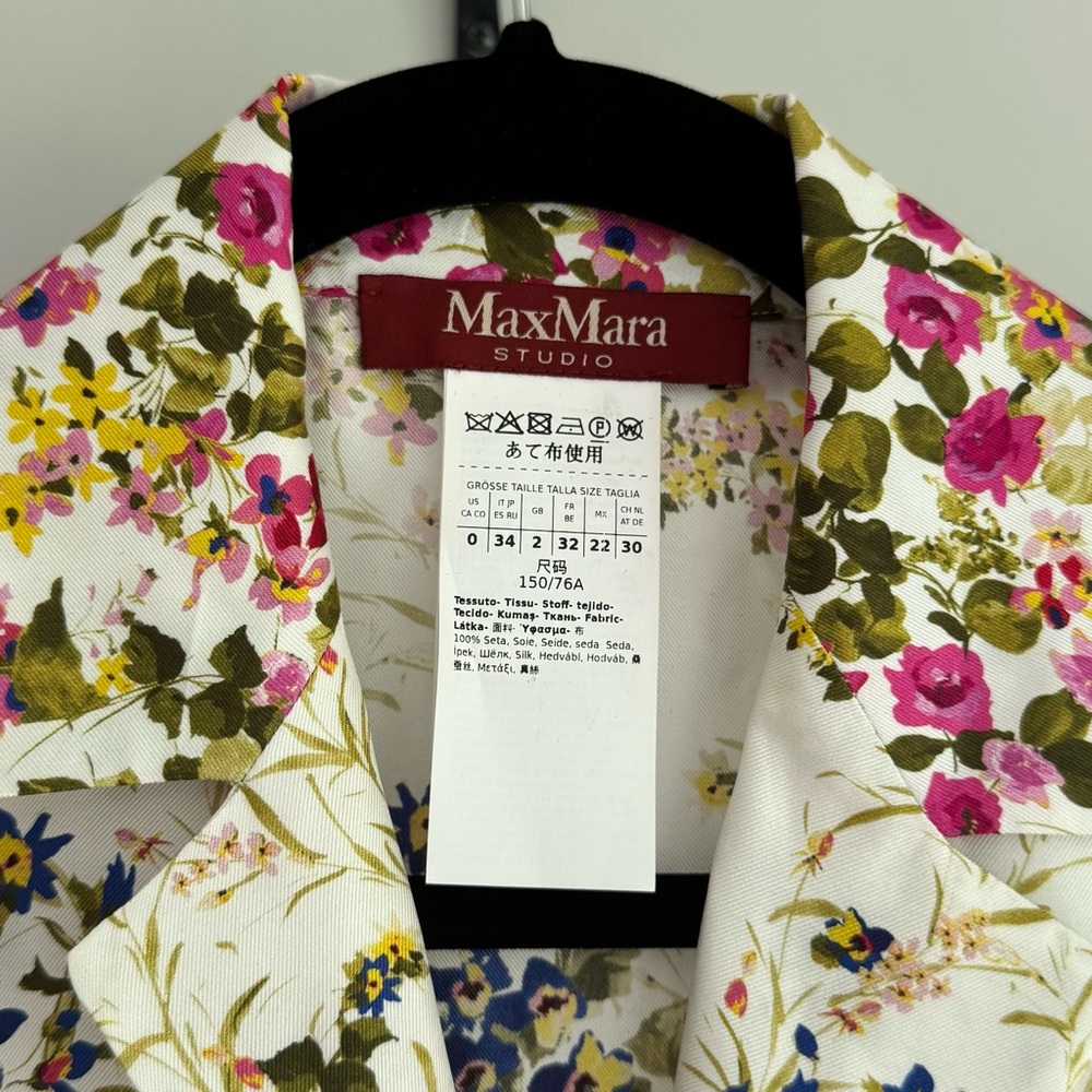 *LIKE NEW* Max Mara Studio Floral Silk Pajama Shirt - Picture 4 of 5
